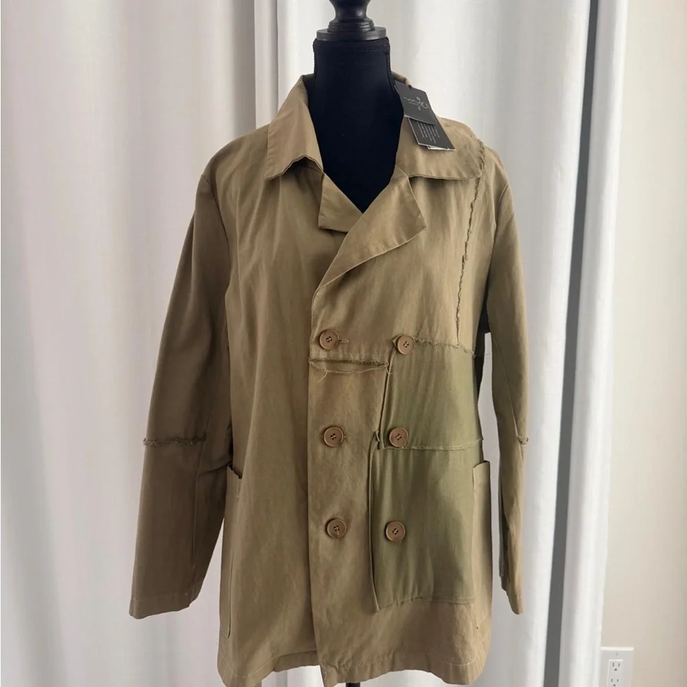 Olive Green Women's Double-Breasted Pea Coat - Picture 1 of 11